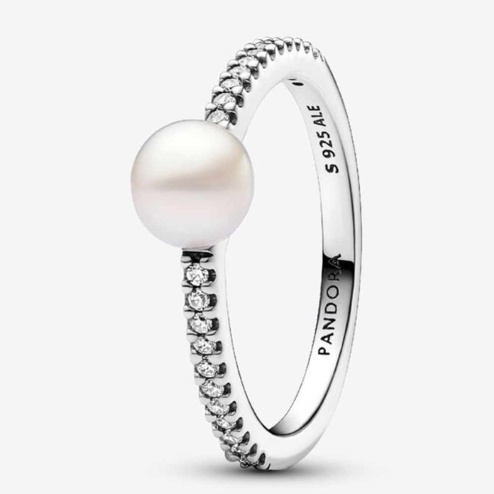 Pandora Treated Freshwater Cultured Pearl & Pavé
Ring
